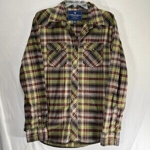 American Eagle Outfitters Vintage Fit Western Button Shirt Plaid Pearl Snap M